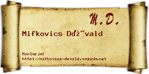 Mifkovics Dévald névjegykártya